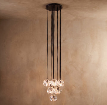 Inspired Boule de Cristal Style 14 Inch Crystal Sphere Cluster Pendant Bronze - Main Product View