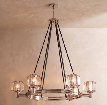 Inspired Demaret Style 36 Inch Round Crystal Chandelier Polished Nickel - Main Product View