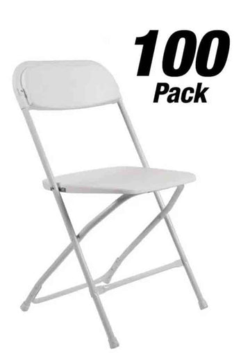 White Plastic Folding Poly Chair (C Series), 100 Pack