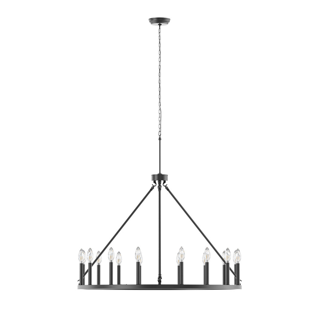 16-Light 39.3"W Candle-Style Wagon Wheel Metal Chandelier For Ha0llway Bedroom Living Room Dining Room