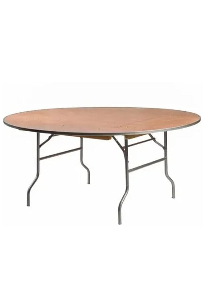 72" (6 Foot) Round Heavy Duty Metal Edge Plywood Folding Banquet Table