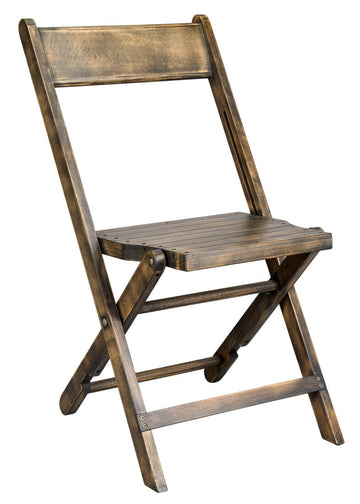 Rustic Heavy-Duty Wood Folding Chair 1942 Style Slatted