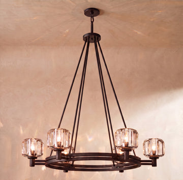 Inspired Demaret Style 36 Inch Round Crystal Chandelier Bronze - Main Product View