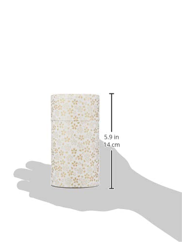 Pokkan a Japanese Tea Tin Canister, Air Tight, Double Lid, 200g Tea Capacity (Sakura - Cherry Blossom Pattern, L