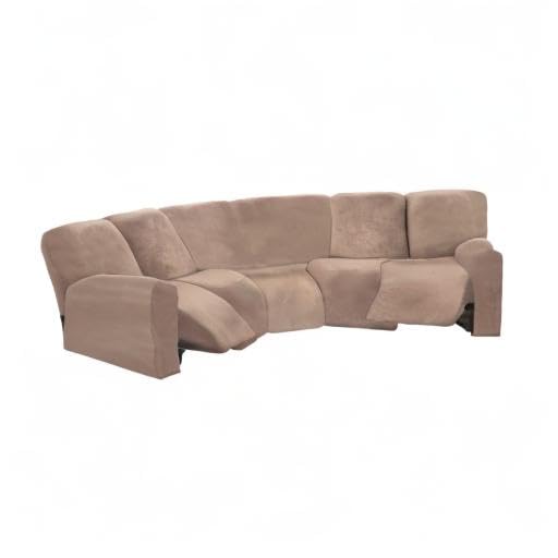 7-Piece L Shape Sectional Recliner Sofa Covers, Velvet Stretch Reclining Couch Covers for Reclining L Shape Sofa