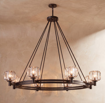Inspired Demaret Style 48 Inch Round Crystal Chandelier Bronze - Main Product View