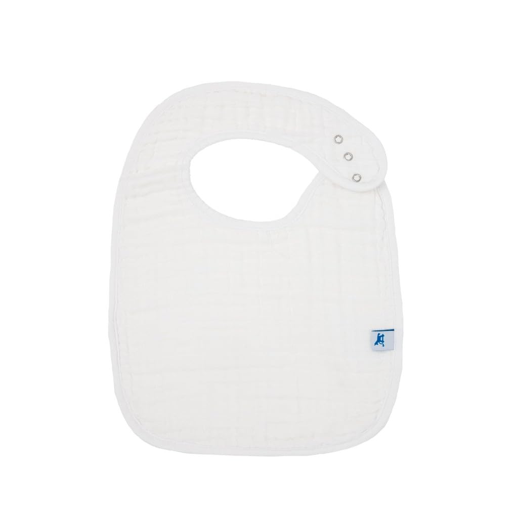 Muslin Baby Bibs | Adjustable as Baby Grows | Soft Absorbent Muslin Fabric | For Eating, Drooling, Teething (White)