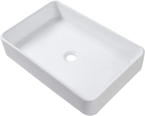 White Bathroom Sink 24"x16" Rectangle Bathroom Vessel Sink Modern Above Counter White Farmhouse 24 Inch Bathroom Sink