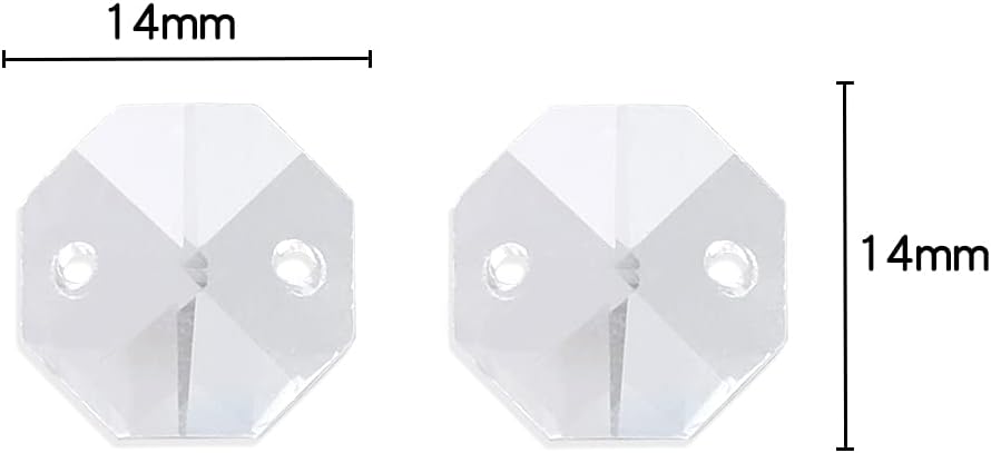 Lot 100pcs Clear Glass Octagon Beads for Crystal Chandelier Parts Replacement DIY Lamp Hanging Pendant Suncatcher