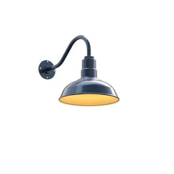 Dusk to Dawn | Westchester Barn Light | Outdoor Wall Mounted | 12 inch Dome | 16 inch Gooseneck| Warehouse Steel