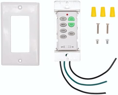 Universal Ceiling Fan Wall Control with Reverse - 3-Speed, Up/Down Light Dimming, Button Control