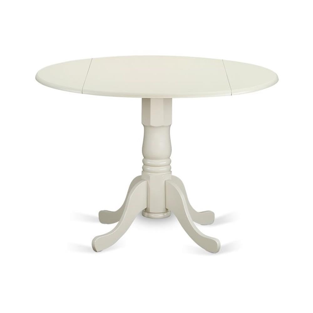 5 Piece Kitchen Table Set for 4 Includes a Round Dining Room Table with Dropleaf and 4 Solid Wood Seat