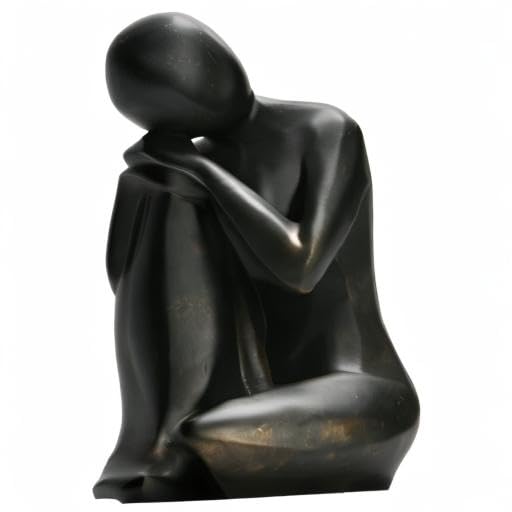 Thinker Statue Abstract Sculpture Decorative Objects Black 8 in