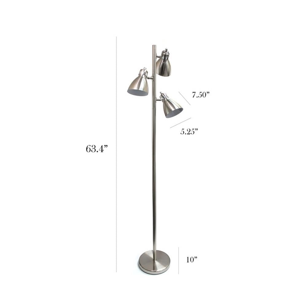 Metal 3 Light Tree Floor Lamp, Brushed Nickel