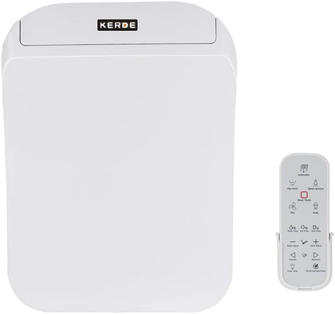 Square Electric Bidet Toilet Seat with Remote Control, Warm Water Wash, Heated Seat, Adjustable Temperature, Moving Nozzle Massage, Night Light, Fits Existing Toilets