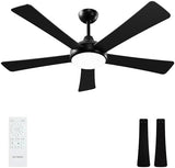 62" Ceiling Fan with LED Light and Remote - Black and Brown
