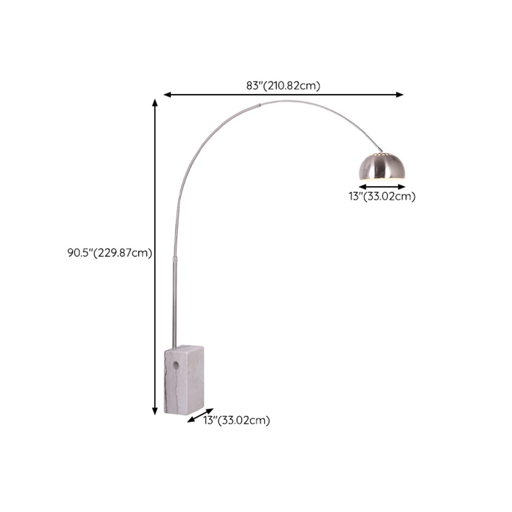 Arc Floor Lamp with Rectangle Marble Base, Adjustable Height
