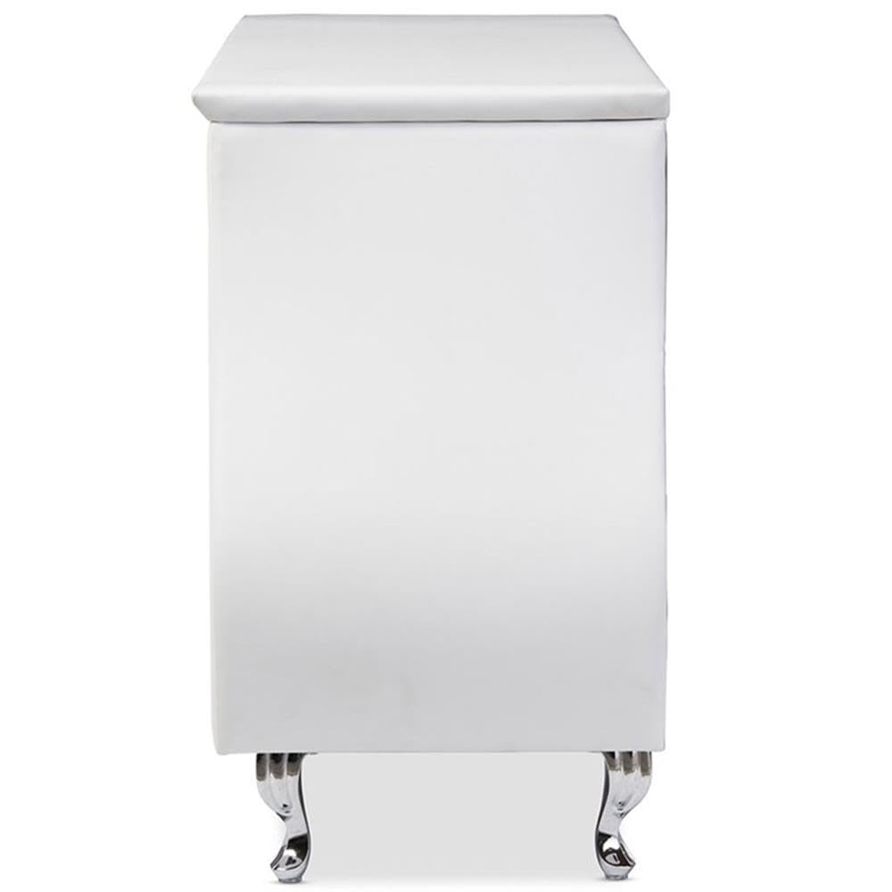 Enzo Modern & Contemporary Faux Leather 6-Drawer Dresser, Medium, White