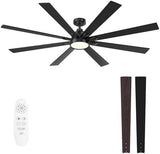 72" Ceiling Fan with LED Light and Remote - Black and Brown