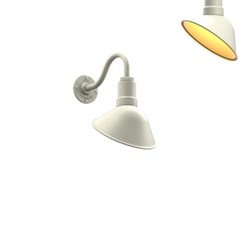 Sign Light Outdoor Angled Steel Shade Gooseneck Storefront | Cream/Brass