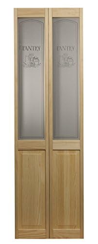 Pantry Half Glass Bifold Interior Wood Door, 24" x 80", Unfinished Pine