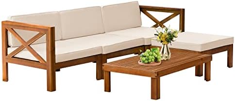 5-Piece Acacia Wood Outdoor Patio Furniture Set - Bistro for Backyard, Garden & Porch