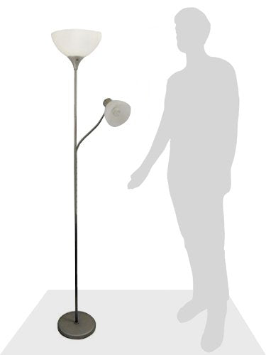 Mother-Daughter Floor Lamp with Reading Light, Silver