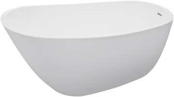 Oval Freestanding Acrylic Insulated Bathtub, 68x31 in, White Finish, Multi-Layer Acrylic Construction, Heat Retention