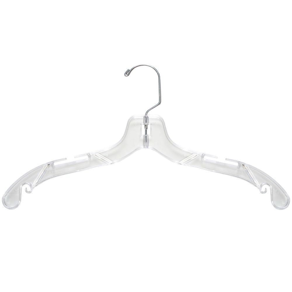 17" Clear Mid-Heavyweight Plastic Hanger, 50 Pack, Made in USA