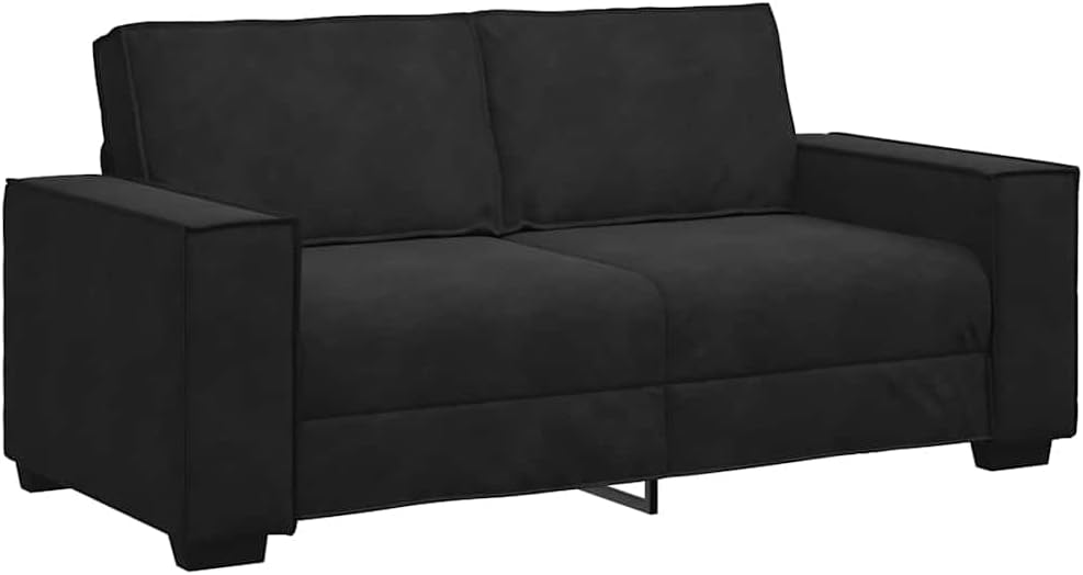 Black Velvet 2-Seater Sofa 55.1" with Wide Armrests, Upholstered Couch Office