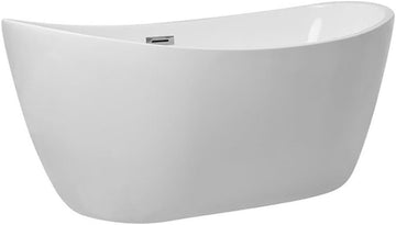 Indoor Modern 54 inch soaking double slipper bathtub in glossy white