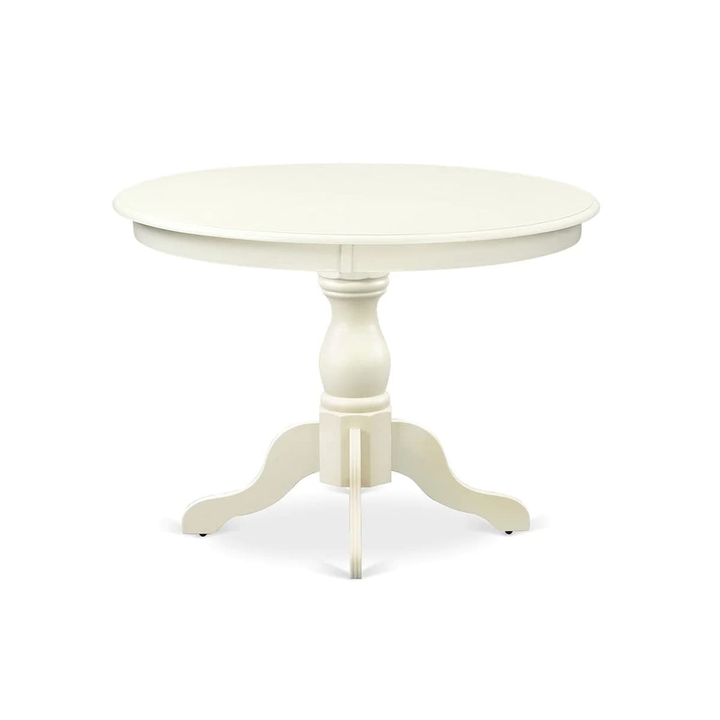 HBT-LWH-TP Hartland Dining Room Table - a Round kitchen Table Top with Pedestal Base, 42x42 Inch, Linen White