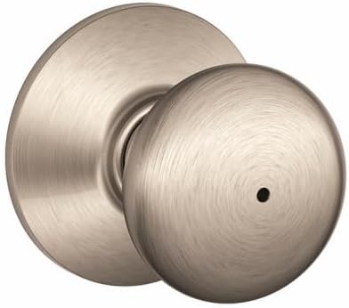 Plymouth Bed/Bath Privacy Door Knob with Lock, Satin Nickel