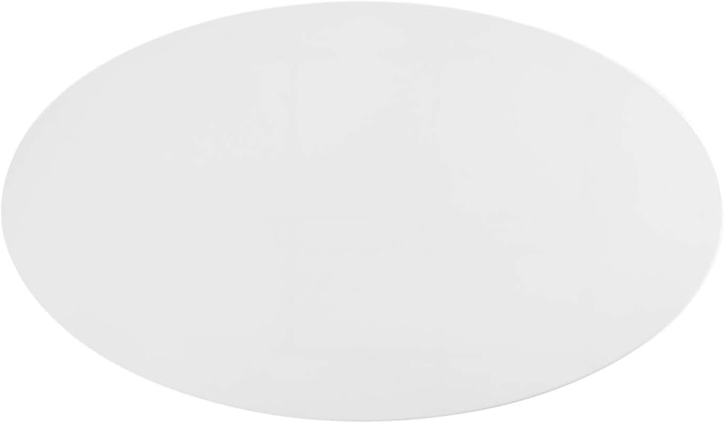 Inspired Tulip Style Oval Pedestal Dining Table — Black Base / White Top, 48″ Oval