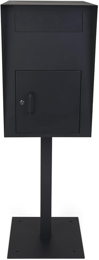 16 w x 52 h Outdoor Pedestal Drop Box w/ Permanent Mounting and Steel Build - Black (FDHDBBP1)