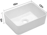 Vessel Sink Rectangular - 16"x12" Modern White Bathroom Sink Rectangle Above Counter Porcelain Ceramic Vessel Vanity Sink Art Basin A131-B07TZJXQ72