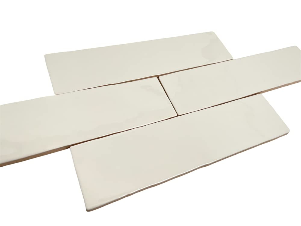3x12 Bone Handmade Look Ceramic Subway Tile Walls & Kitchen Backsplashes - Classic Gloss Finish (Box Covers 5.5 Sq.
