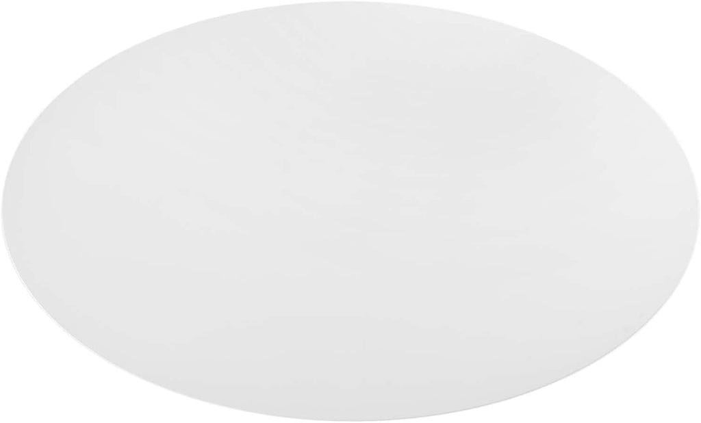 Inspired Tulip Style Oval Pedestal Dining Table — Gold Base / White Top, 78″ Oval