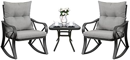3-Piece Outdoor Patio Furniture Set - Bistro | Gray for Backyard, Garden & Porch