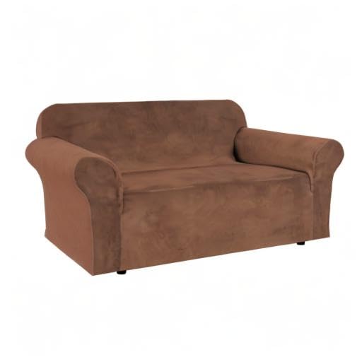 Stretch Velvet Loveseat Covers for 2 Cushion Couch Covers Sofa Covers Slipcovers with Non Slip Straps Bottom, Ultra