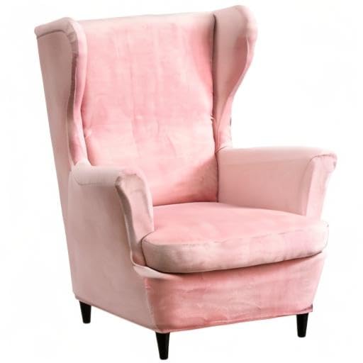 Velvet Wingback Armchair Covers 2-Piece Elastic Stretch Wingback Chair Sofa Slipcover Soft Wingback Chair Slipcover