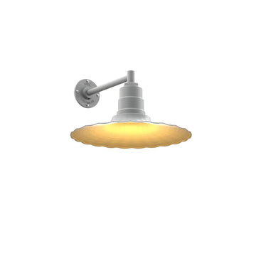 Radial Wave Gooseneck Barn Light Outdoor 16 Inch Fluted | Modern Gray/Brass