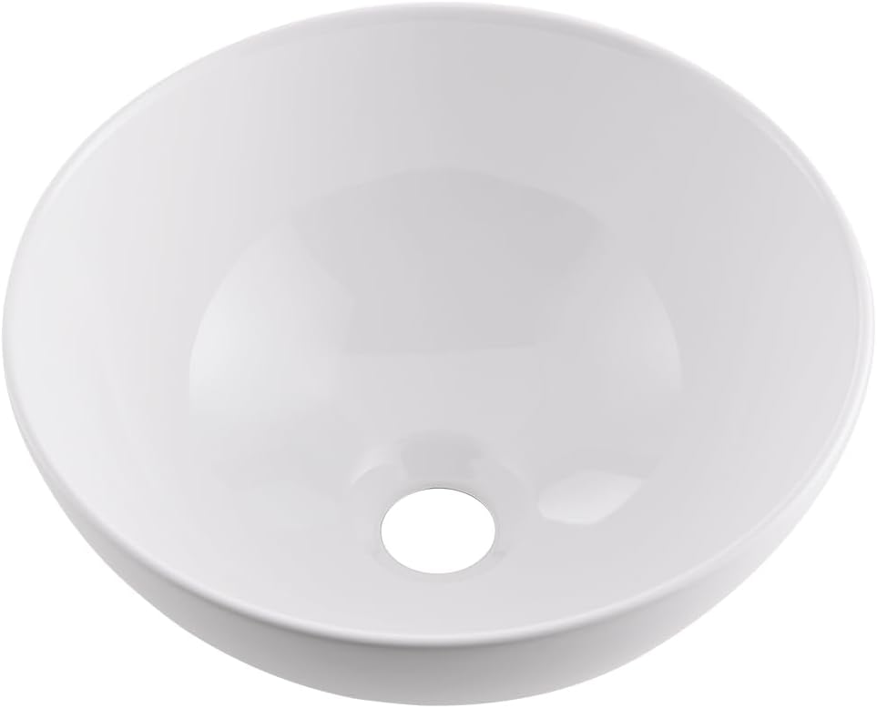 Round Bathroom Sink- VASOYO 13x13 Inch Small Vessel Sink Above Counter Bathroom Vanity Sinks White Porcelain Ceramic