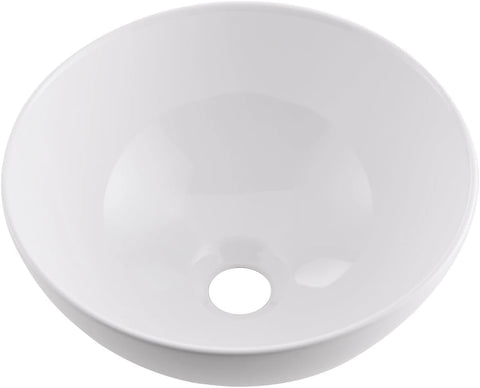 Round Bathroom Sink- VASOYO 13x13 Inch Small Vessel Sink Above Counter Bathroom Vanity Sinks White Porcelain Ceramic