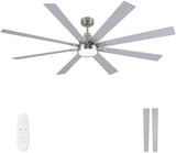 Autoday 72" Ceiling Fan with LED Light and Remote - White / Light Natural Wood