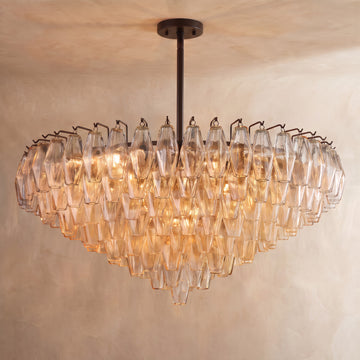 Inspired Chiara Style 37 Inch Tiered Round Glass Chandelier Bronze - Main Product View