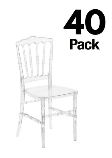 40 Chair Pack Clear Resin Crystal-Clear Napoleon Chair