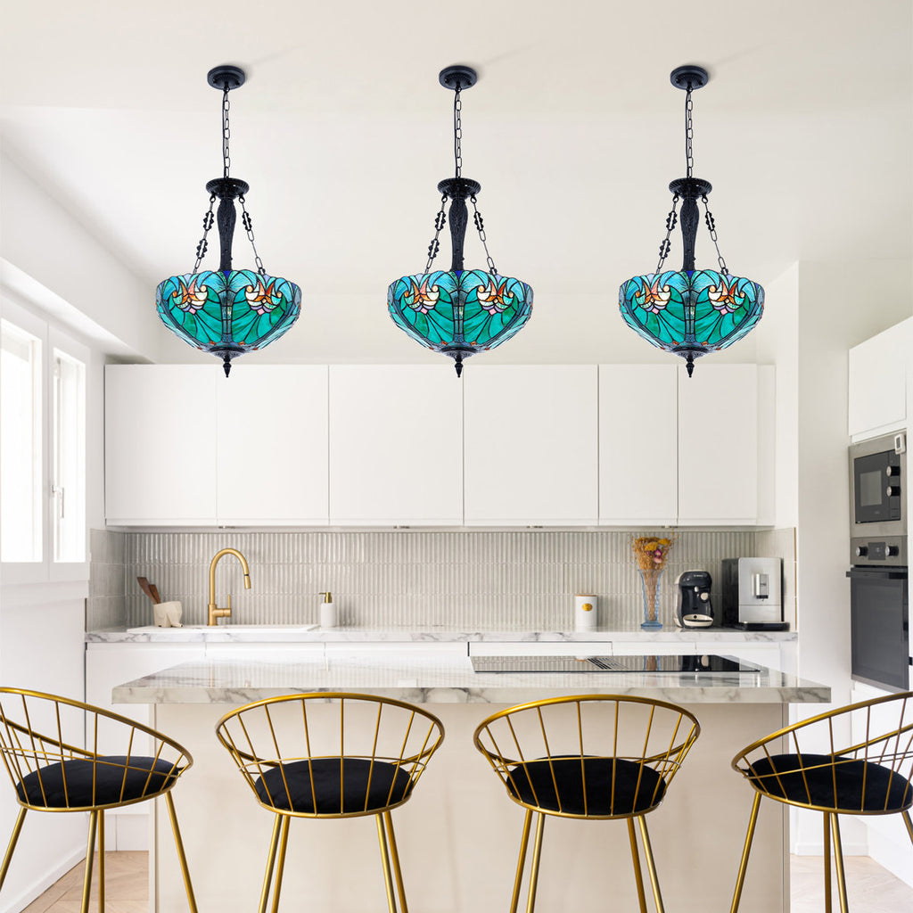 3-Light Dimmable Tiffany Antique Unique/statement Pendant