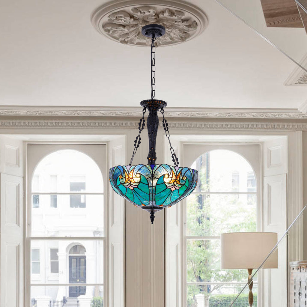 3-Light Dimmable Tiffany Antique Unique/statement Pendant