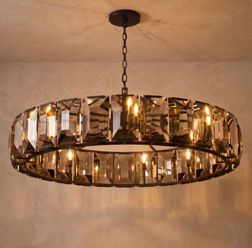Inspired Harlow Style 59 Inch Round Crystal Prism Chandelier Iron - Main Product View